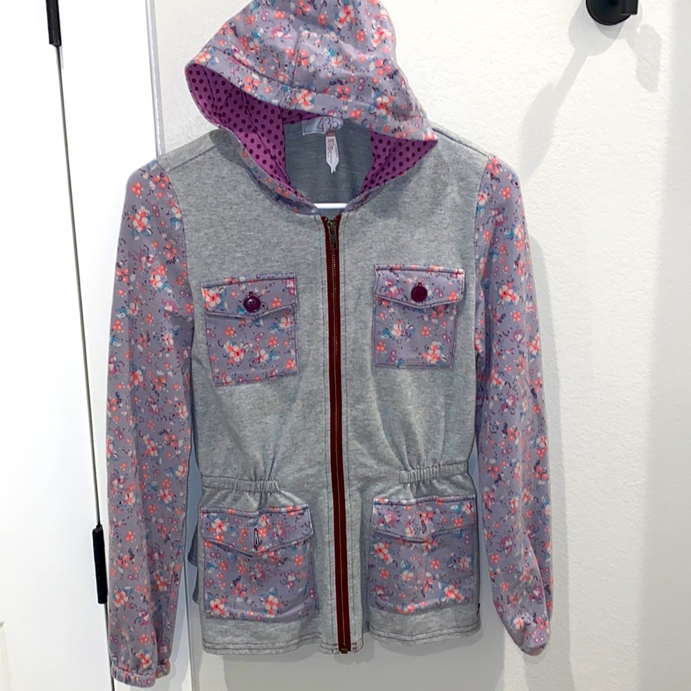 EUC Matilda Jane Clothing Size 14 Teen Tween Ruffle Zip Down Hoodie Coat Jacket